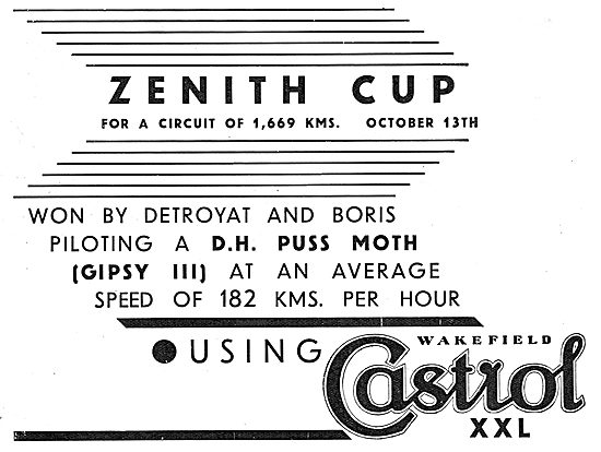 Zenith Cup Won In Gipsy-PussMoth Using Castrol XXL               