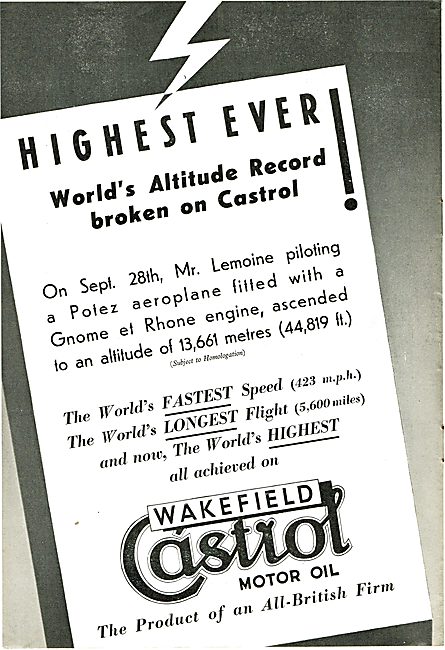 Castrol Altitude Record Lemoine Potez                            