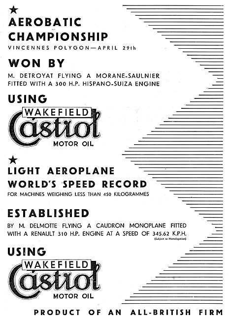 Aerobatics Championships Won By M.Detroyat Using Castrol         