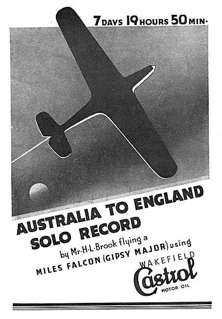 Castrol: H.L.Brook : Miles Falcon : Australia England Record     
