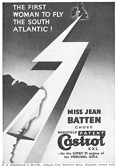 Castrol XXL: Jean Batten South Atlantic Flight: Percival Gull:   