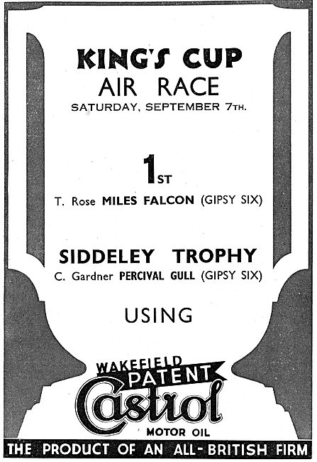 Castrol: Kings Cup Sept 7th 1935: Tommy Rose: Miles Falcon       