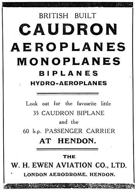 Caudron Aeroplanes 1913 - W.H.Ewen Aviation                      