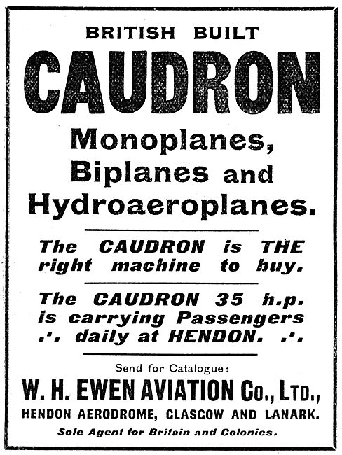 Caudron Aeroplanes 1913 - W.H.Ewen Aviation                      