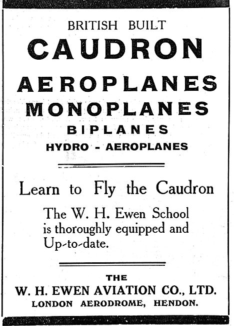 Caudron Biplanes & Monoplanes. Sole UK Agents W.H.Ewen           