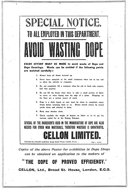 Cellon Notice To All Employed: Avoid Wasting Dope                