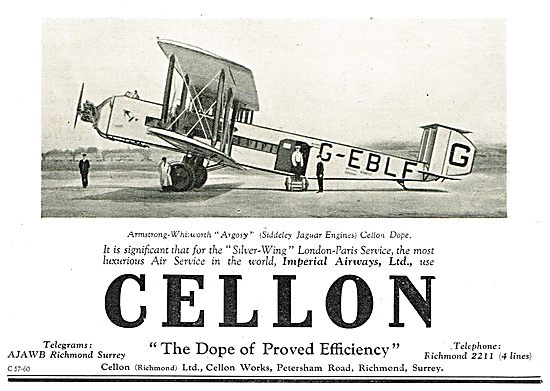 Imperial Airways Argosies Doped With Cellon                      