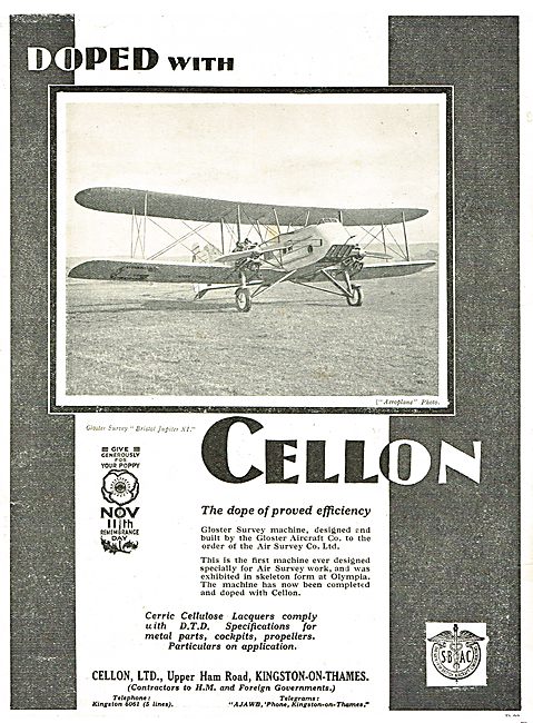 The Gloster Survey Aircraft Is Doped With Cellon                 