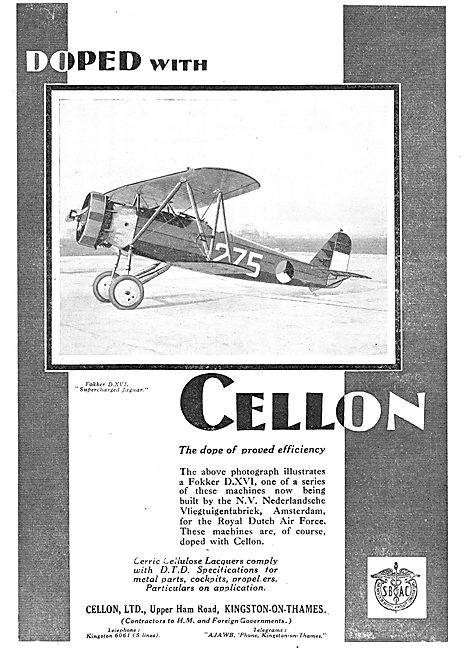 Fokker DXVI Doped With Cellon                                    