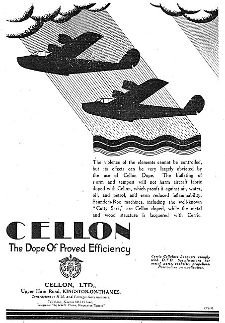 Cellon Aircraft Dope Chosen For Saunders-Roe Flying Boats        