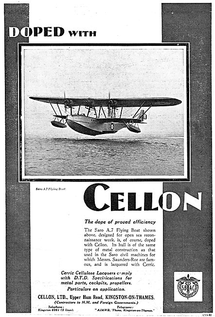 Cellon Aircraft Fabric Dope - SARO A7 Flying Boat                