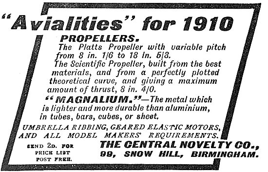 New Avialities For Model Makers In 1910 From Central Novelty     