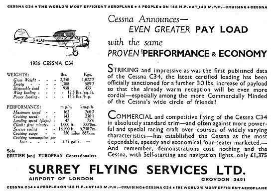 Cessna C34: Surrey Flying Services                               