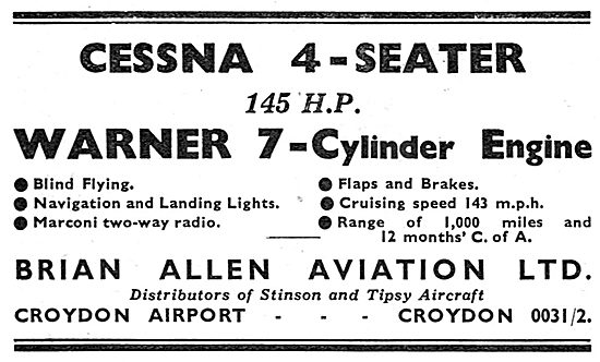 Cessna 145 HP - Warner 7-Cylinder Radial. Brian Allen Aviation   