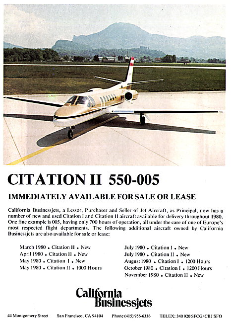 Cessna Citation II 550 - California Business Jets  1980          
