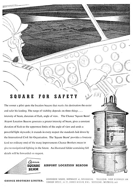 Chance Square Beam Airport Location Beacon - 1950 Advert         