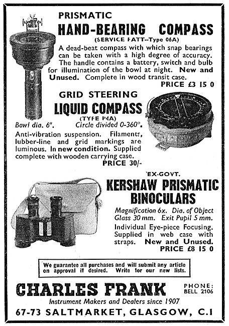 Charles Frank Saltmarket Glasgow. Instrument Manufacturers       