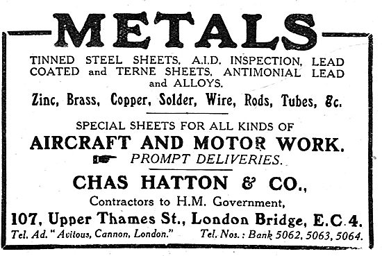 Charles Hatton & Co - Metal Suppliers To The Aircraft Industry   