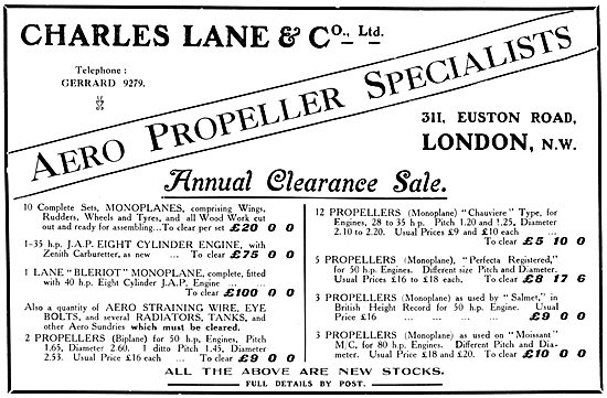 Charles Lane & Co. Aircraft Propellers                           