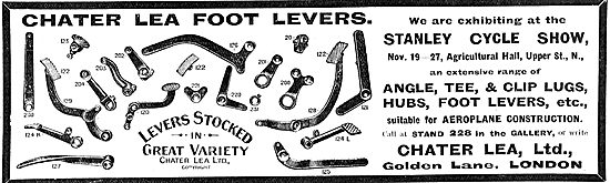 Chater Lea Foot levers For Aeroplanes & Motor Cars               