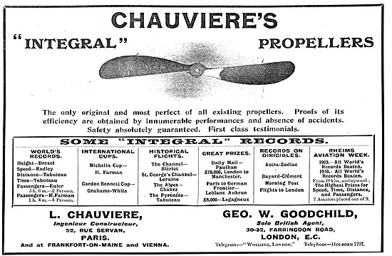 List Of Chauviere's Integral Propellers World's Records          