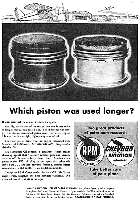 Chevron Gasoline - RPM Aviation Oil                              