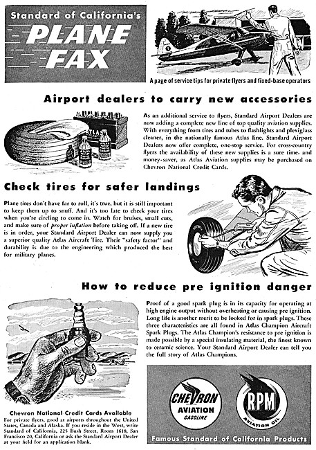 Chevron Aviation Gasoline & RPM Aviation Oil. Plane Fax Series   