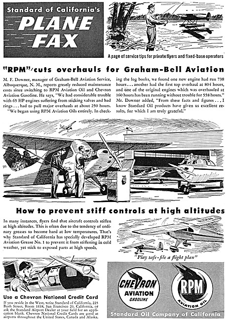 Chevron Aviation Gasoline & RPM Aviation Oil. Plane Fax Series   