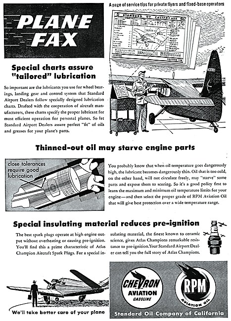 Chevron Aviation Gasoline & RPM Aviation Oil. Plane Fax Series   