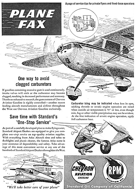 Chevron Aviation Gasoline & RPM Aviation Oil. Plane Fax Series   