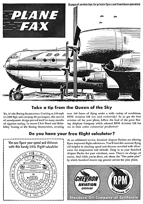 Chevron Aviation Gasoline & RPM Aviation Oil. Plane Fax Series   