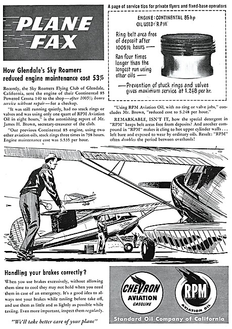 Chevron Aviation Gasoline & RPM Aviation Oil. Plane Fax Series   