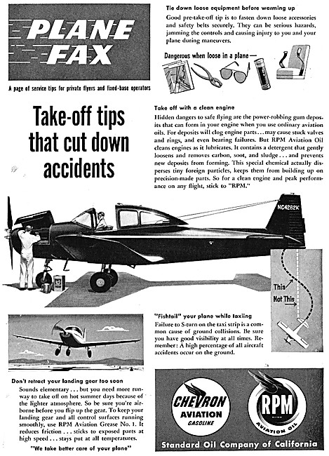 Chevron Aviation Gasoline & RPM Aviation Oil. Plane Fax Series   