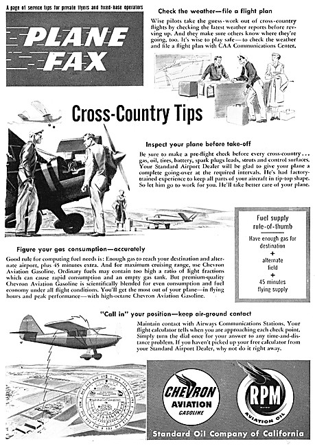 Chevron Aviation Gasoline & RPM Aviation Oil. Plane Fax Series   