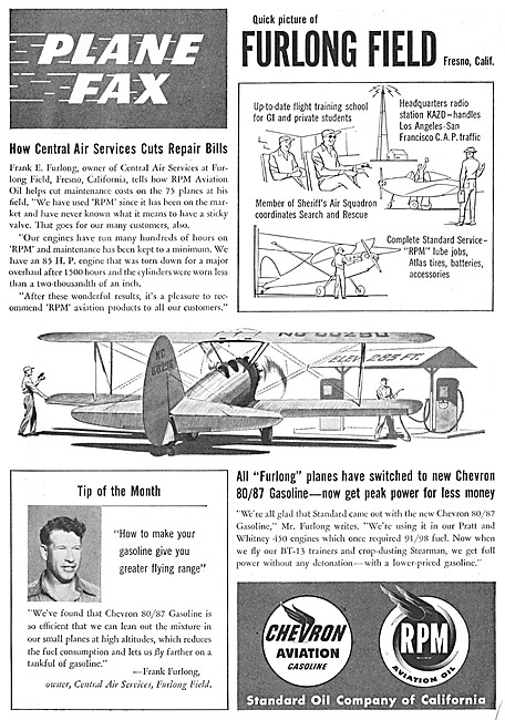 Chevron Aviation Gasoline & RPM Aviation Oil. Plane Fax Series   