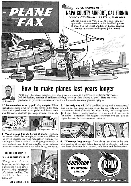 Chevron Plane Fax Series. Chevron Aviation Gasoline & RPM Oils   