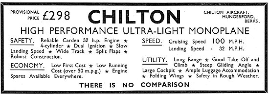 Chilton High Performance Ultralight Monoplane: £298              