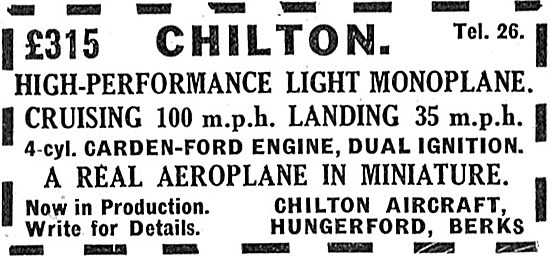 Chilton High Performance Light Monoplane: Carden Ford: £315      