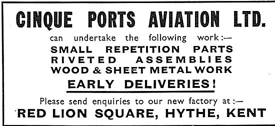 Cinque Ports Aviation Ltd. Red Lion Square Hythe. Repetition Work