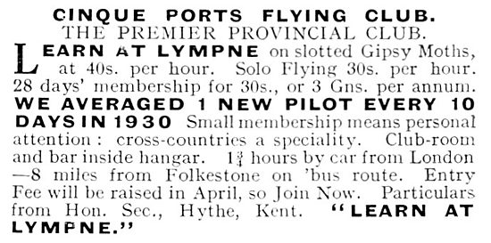 Cinque Ports Flying Club Lympne 1931                             