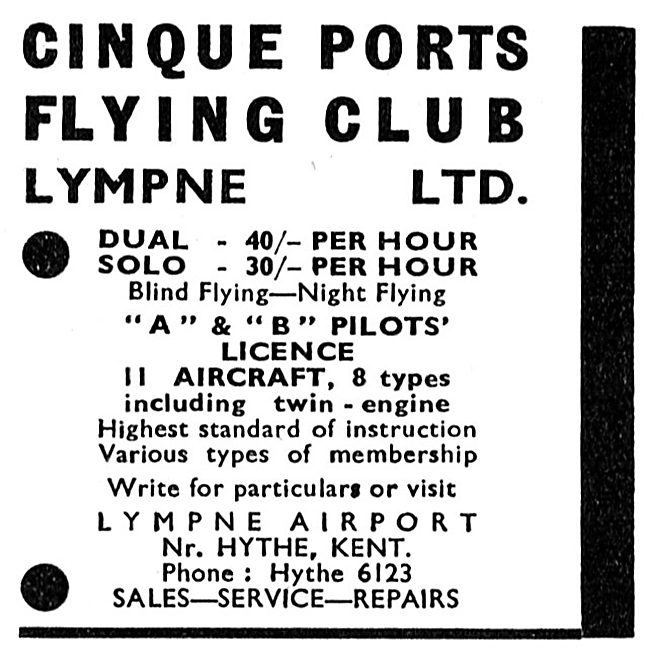 Cinque Ports Flying Club Lympne A & B Licences                   