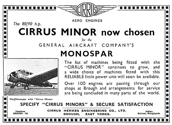 Cirrus Minor Aero Engine - GA Monospar                           