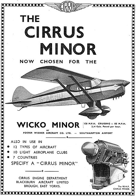 Blackburn Cirrus Minor Aero Engine - Wicko Minor                 