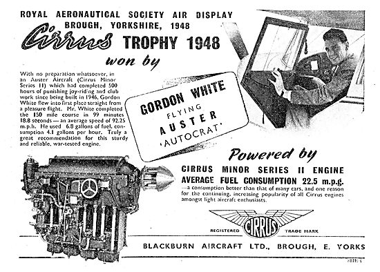Blackburn Cirrus Aero Engine - Cirrus Trophy 1948                