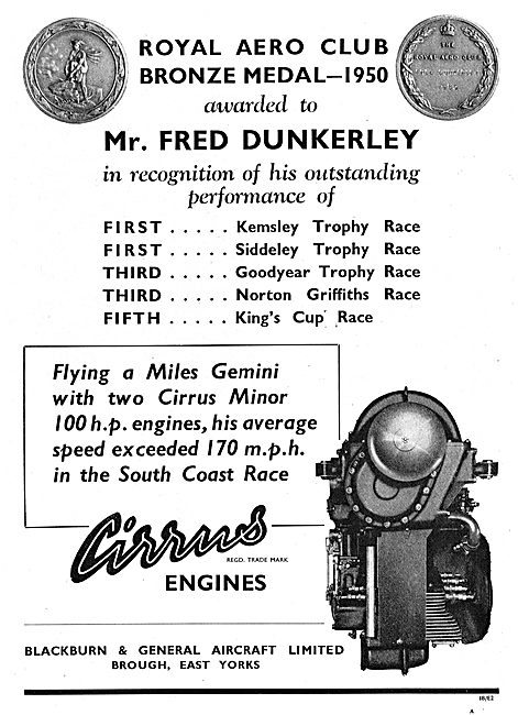 Blackburn Cirrus Minor - Fred Dunkerley Miles Gemini - Trophies  