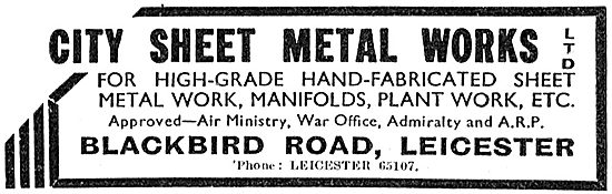 City Sheet Metal Works. Blackbird Rd Leicester. 1942 Advert      