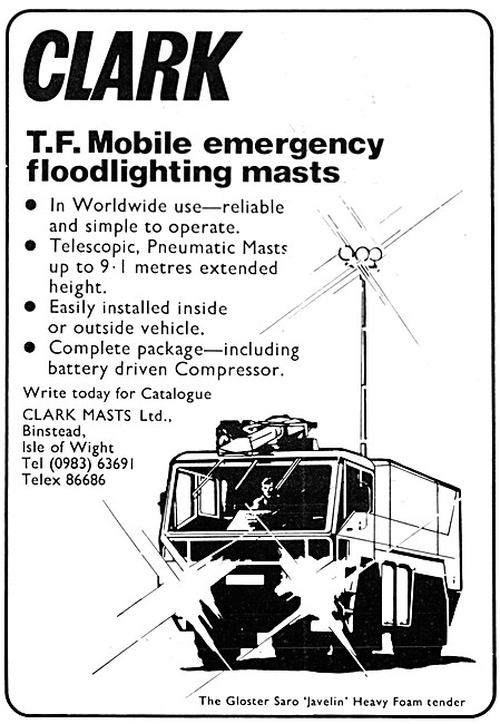 Clark Masts. T.F. Mobile Emeregency Floodlighting Masts          