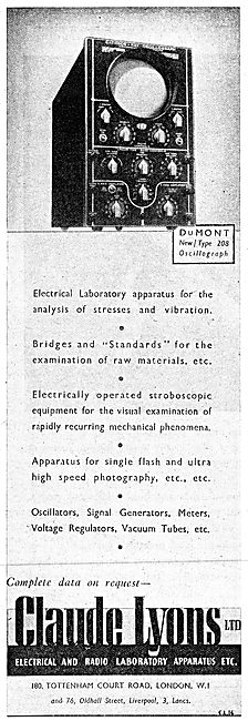 Claude Lyons Ltd. Electrical & Radio Laboratory Apparatus 1942   