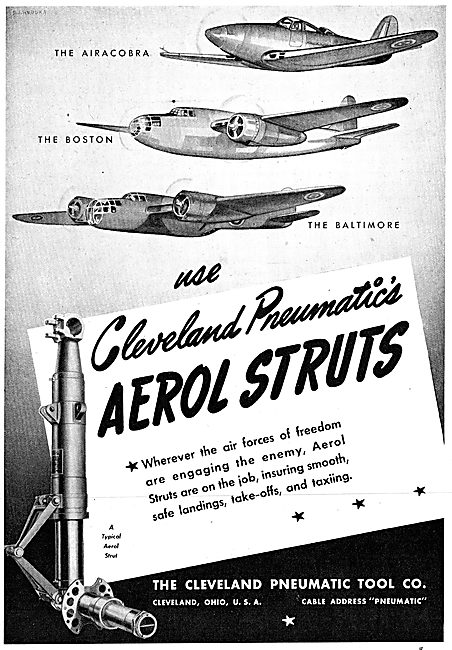 Cleveland Pneumatic Aerol Undercarriage Struts. 1942             