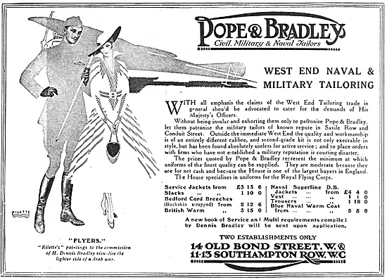 Pope & Bradley Military Tailors.1916                             
